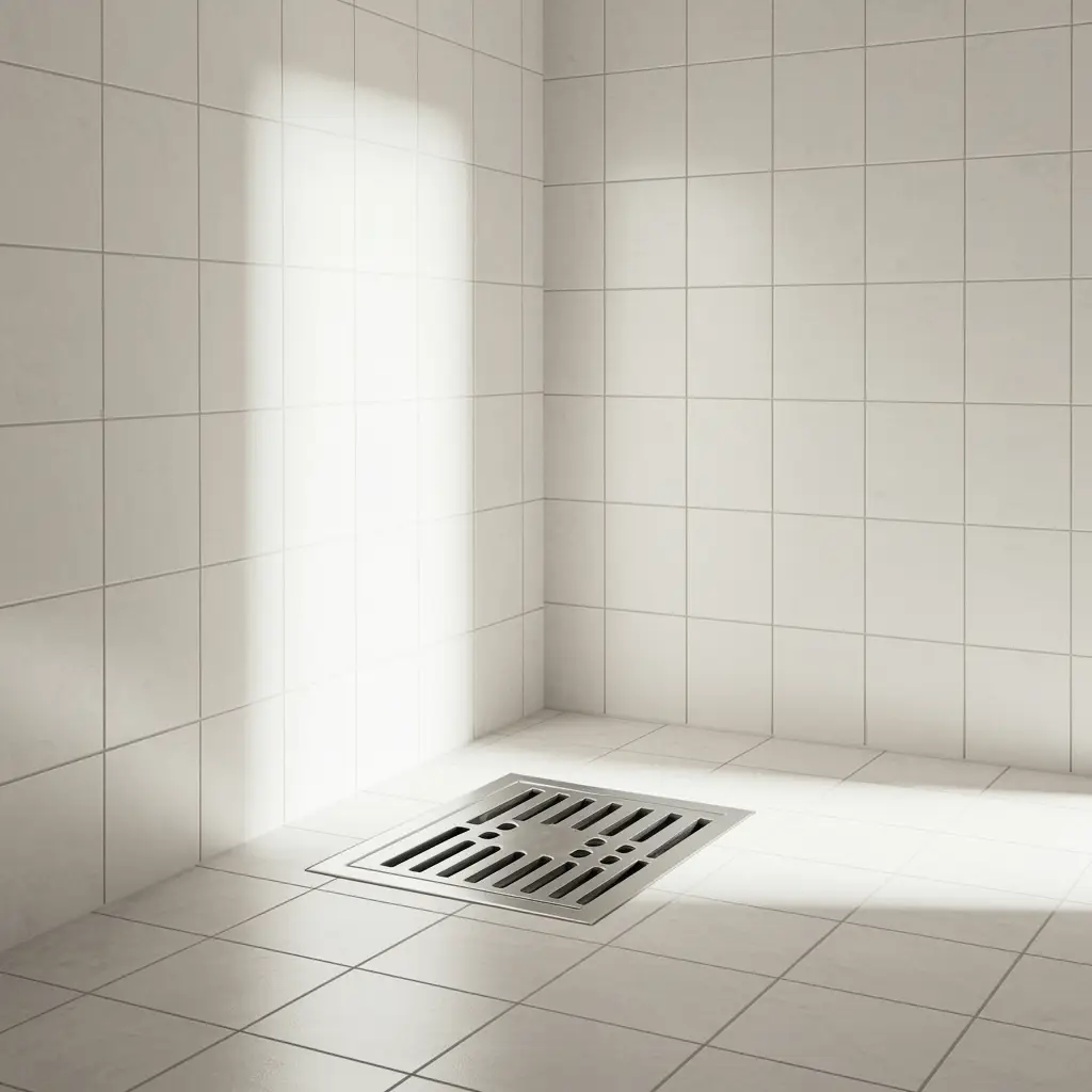 Clean utility room floor with spotless main drain after professional main line drain cleaning service
