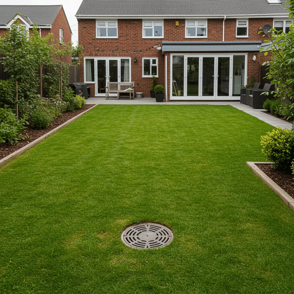 Beautiful backyard with new sewer line installation and finished landscaping